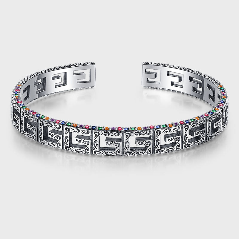 S925 Sterling Silver G-Shape Hollow Diamond Bracelet