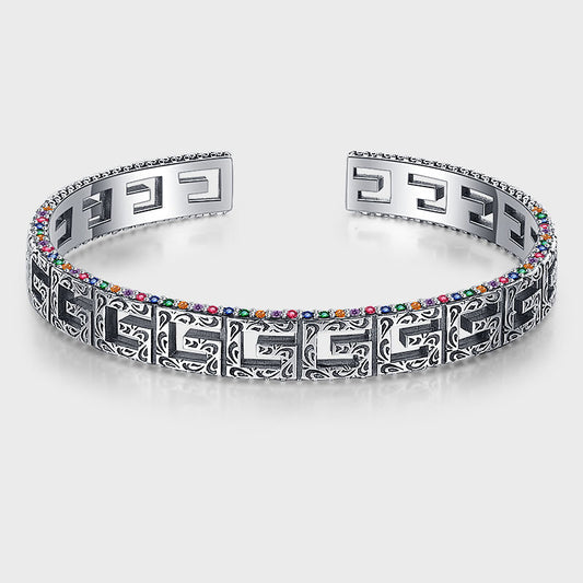 S925 Sterling Silver G-Shape Hollow Diamond Bracelet