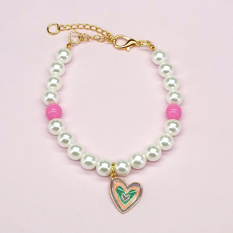 Pet Pearl Necklace with Bell – Love Design Cat & Dog Accessory