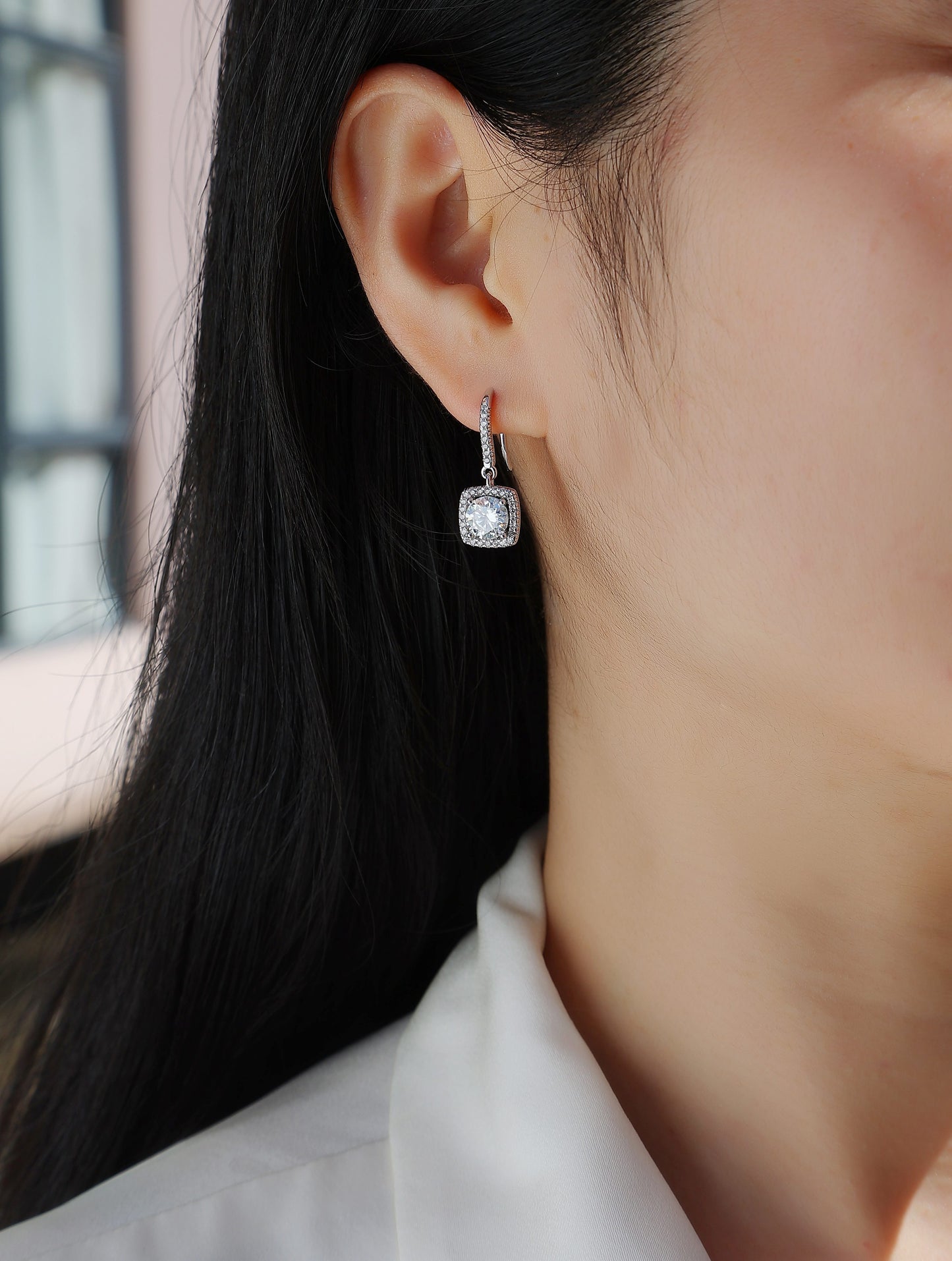 Moissanite Stud Earrings – S925 Silver, Platinum Plated
