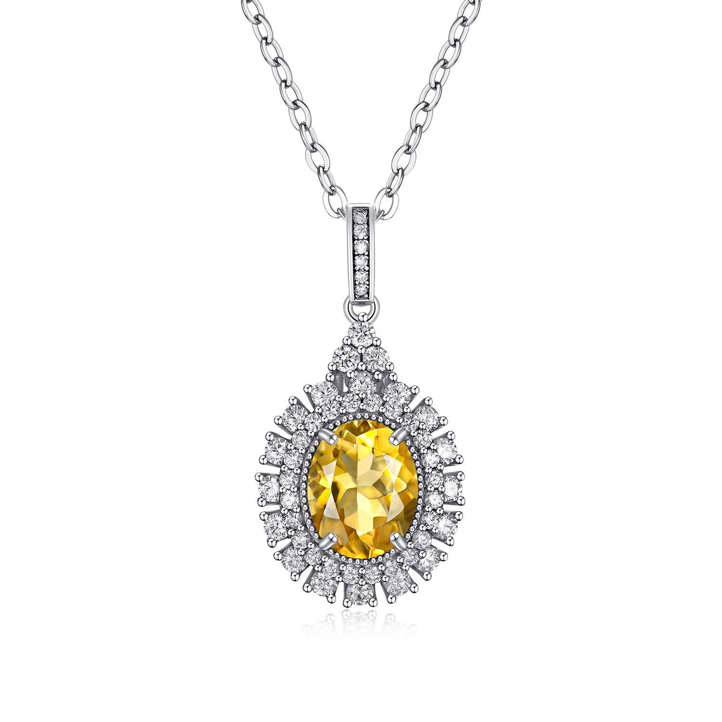 S925 Silver Natural Topaz Pendant Necklace for Women