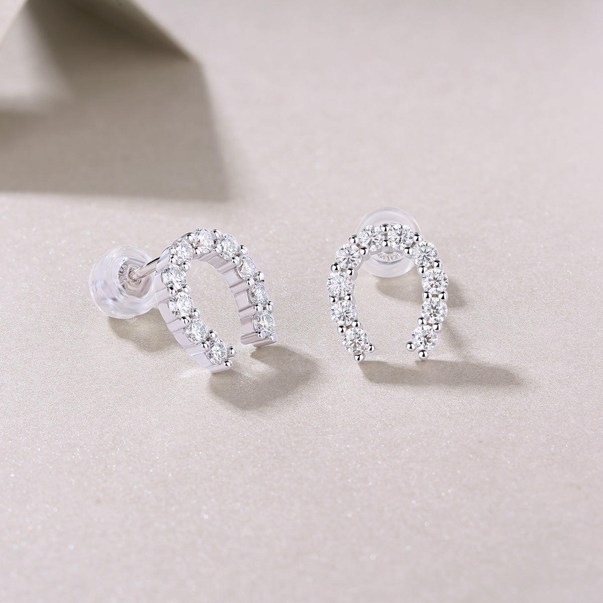 Moissanite Stud Earrings (S925 Silver, Platinum Plated)