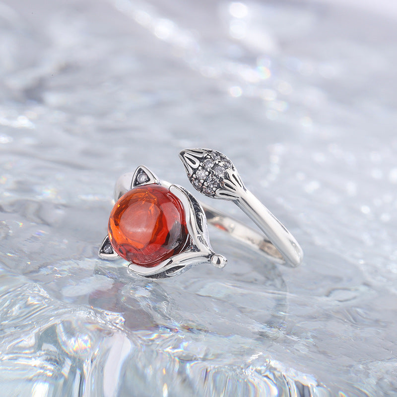 S925 Vintage Ethnic Style Sterling Silver Fox Ring