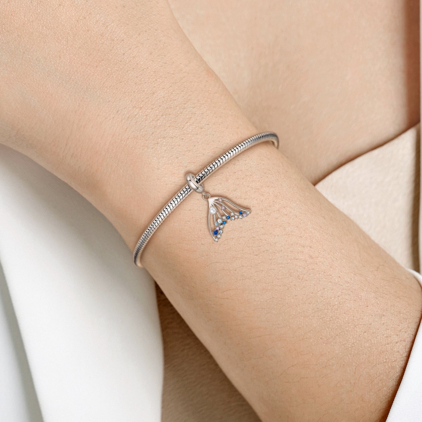 Beauty Fishtail Original Personality Niche Design 925 Sterling Silver Inlaid Bracelet Diy Beads Accessories