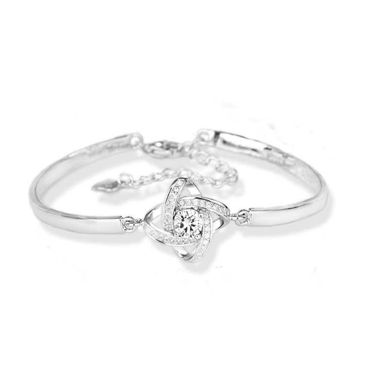 S925 Sterling Silver Four-Leaf Clover Bracelet