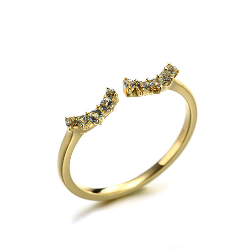 Silver Lash Curved Open Zircon Ring for Women