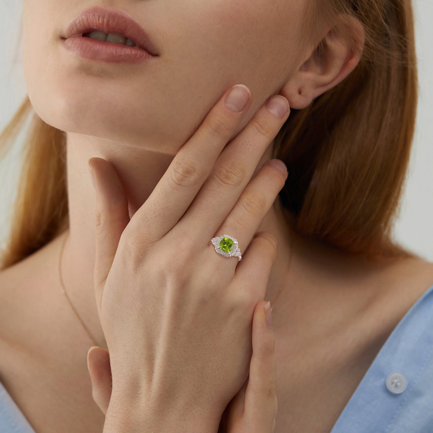 Luxury Women's Ring Temperament Small Sugar Peridot Ring S925 Silver