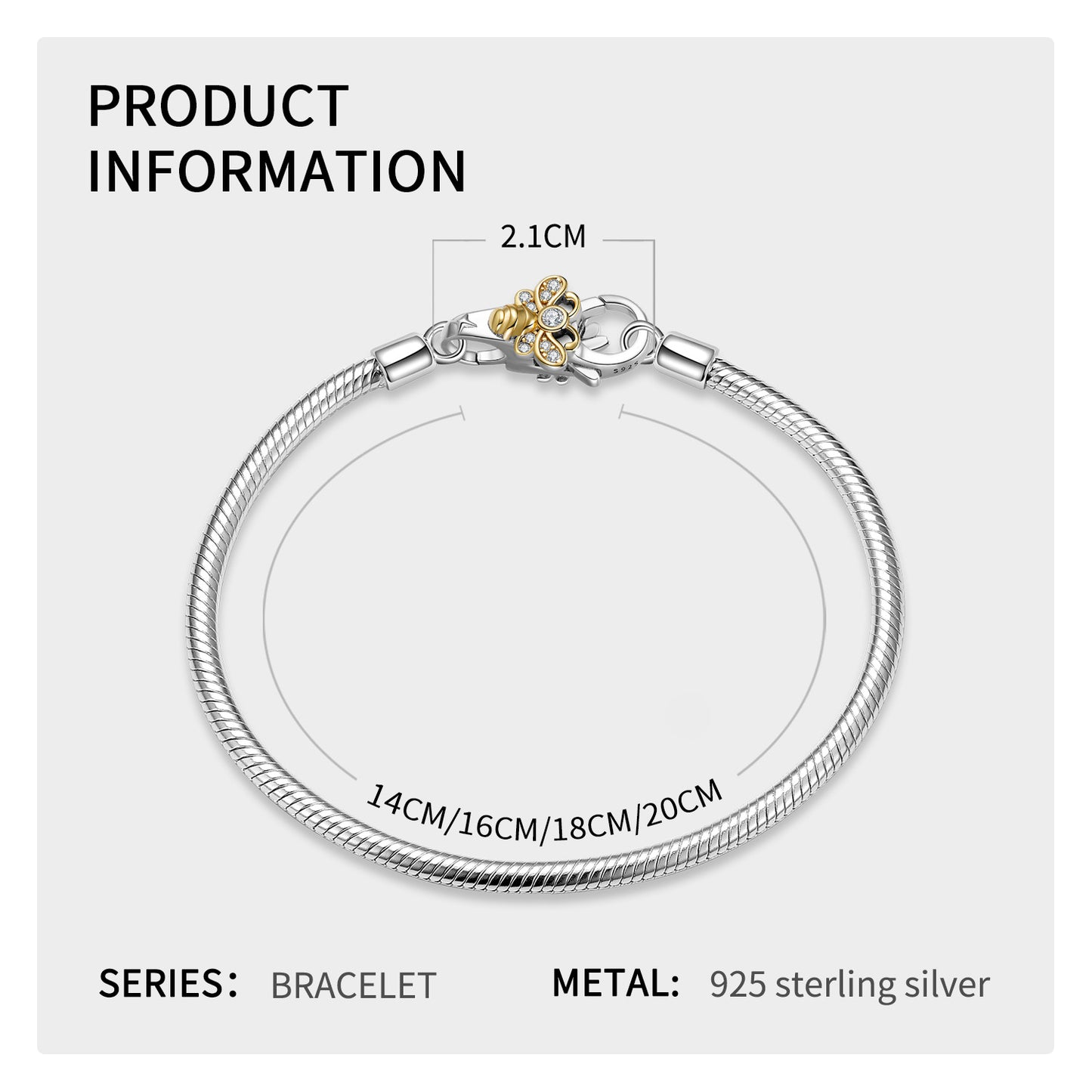 Bee Lobster Buckle Gold-plated S925 Sterling Silver Personality Diy Accessories