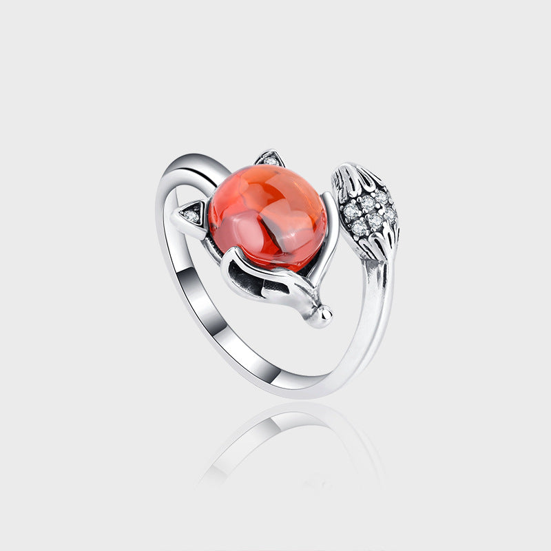 S925 Vintage Ethnic Style Sterling Silver Fox Ring