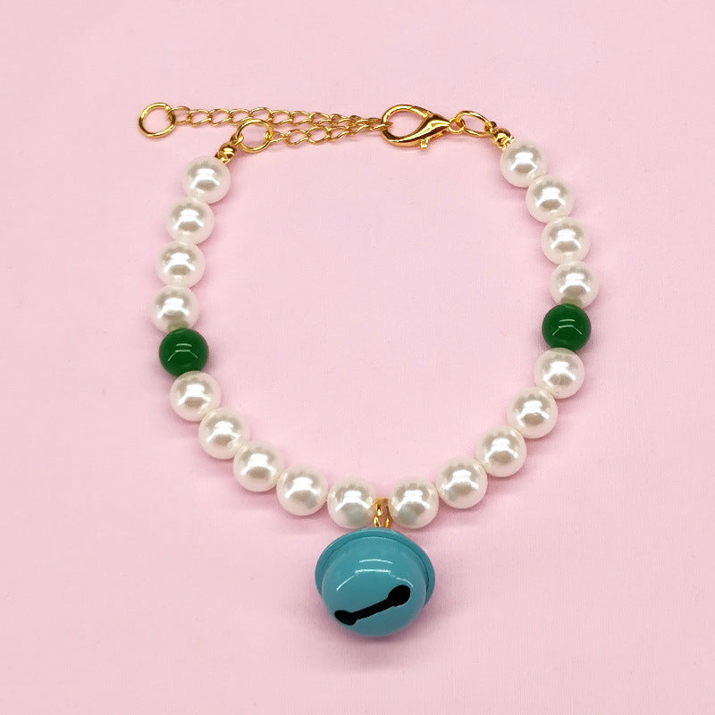 Pet Pearl Necklace with Bell – Love Design Cat & Dog Accessory
