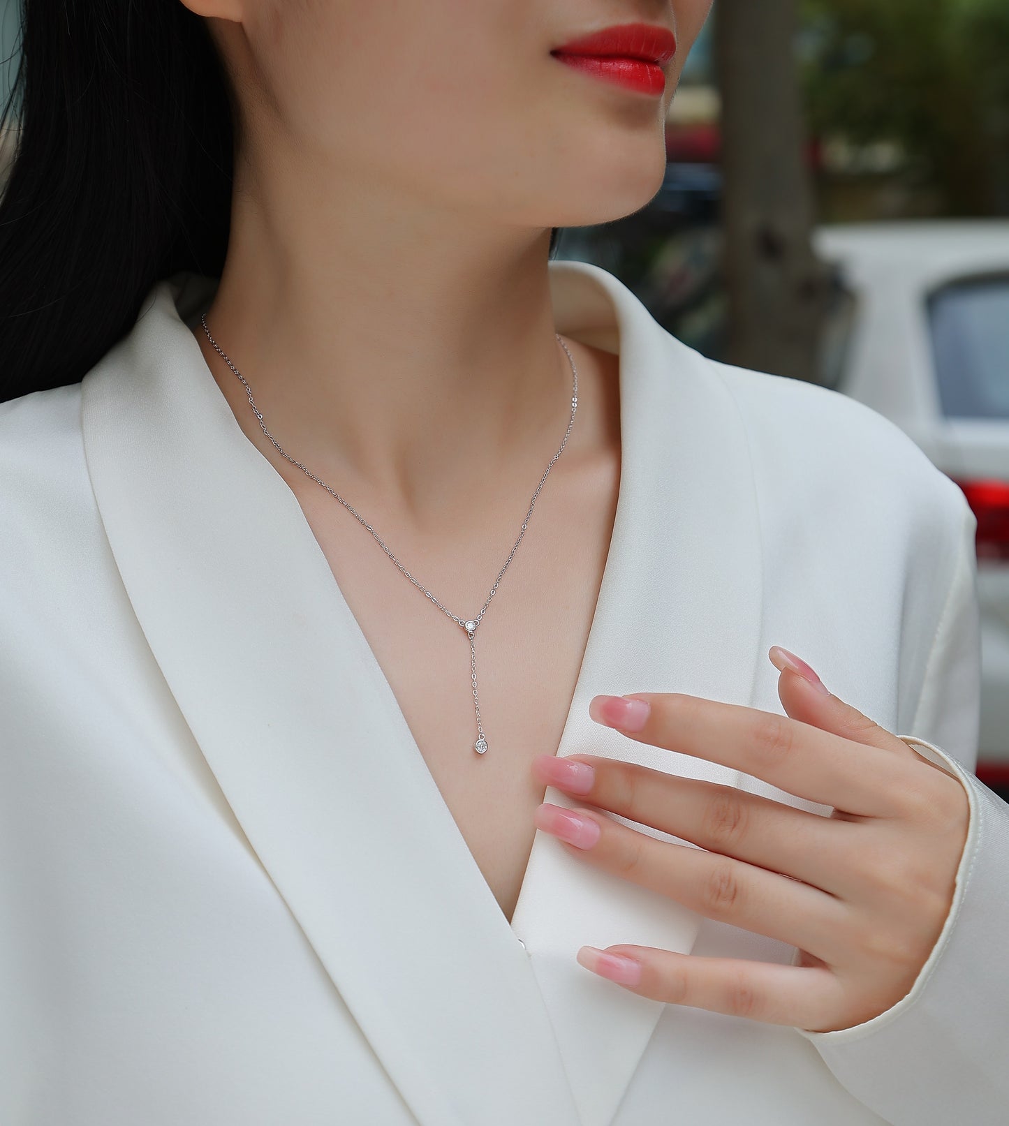 Tassel – Moissanite Pendant Necklace (S925 Silver, Platinum Plated)