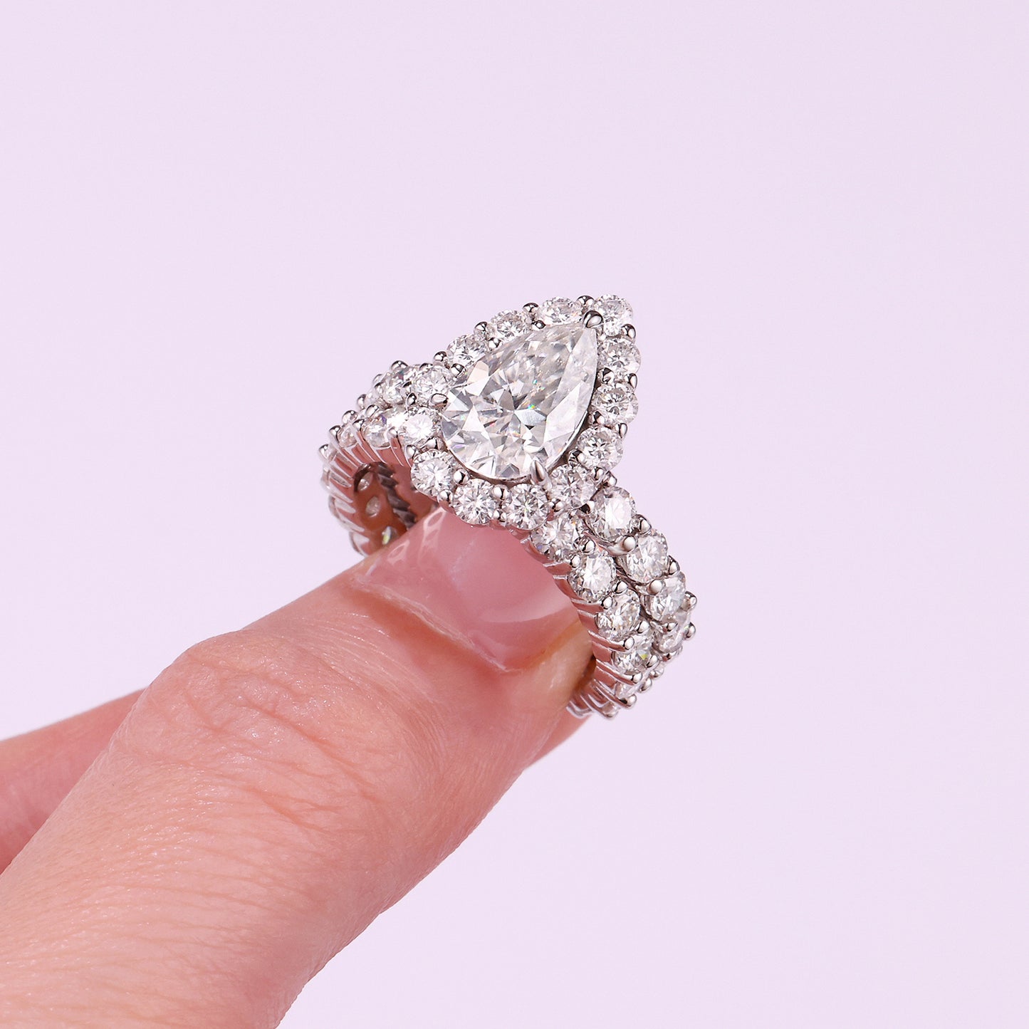 Luxury Pear Moissanite Love Ring – S925 Silver