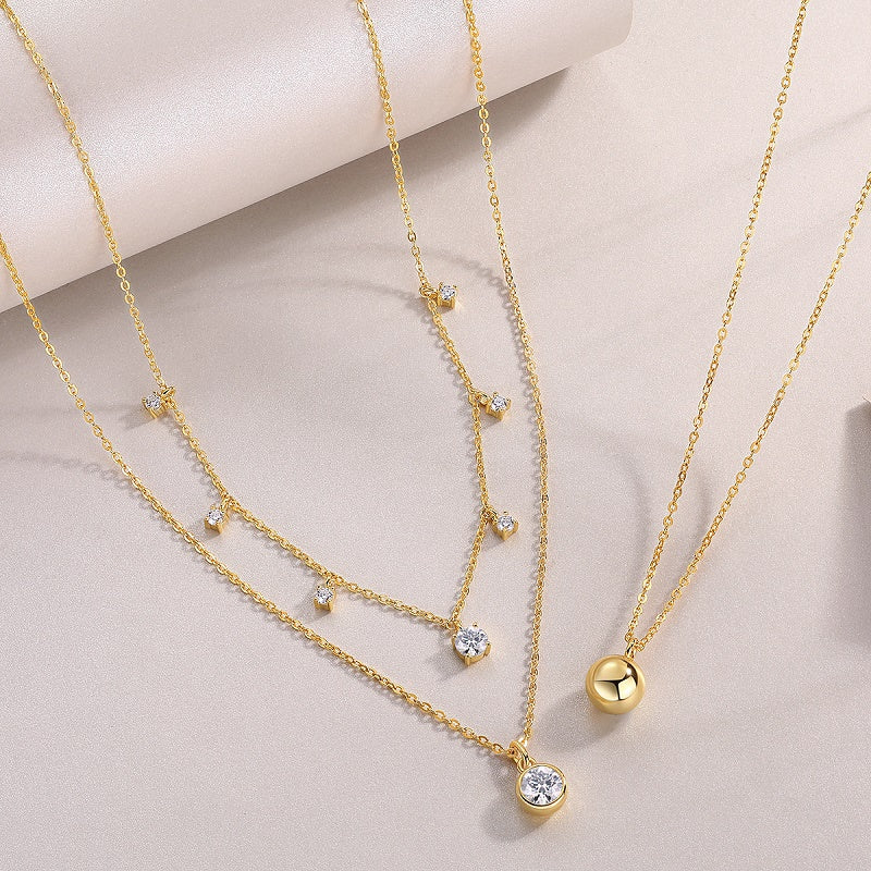 1ct Moissanite Pendant Necklace – S925 Silver, Gold Plated