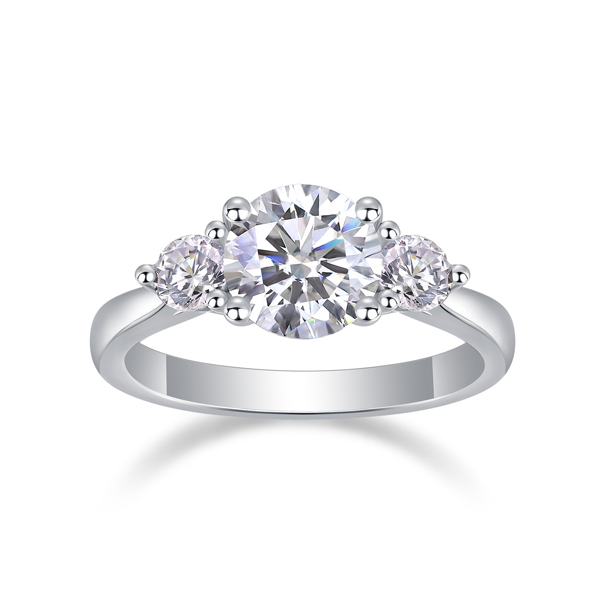 Luxury 2CT Three-Stone Moissanite Ring – S925 Gold Plated