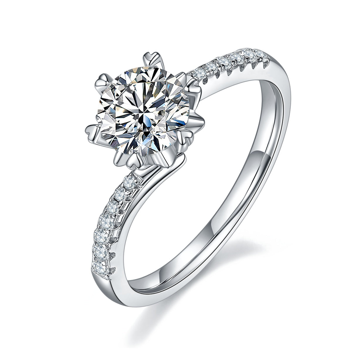 Luxury 1CT Snowflake Moissanite Ring – S925 Silver