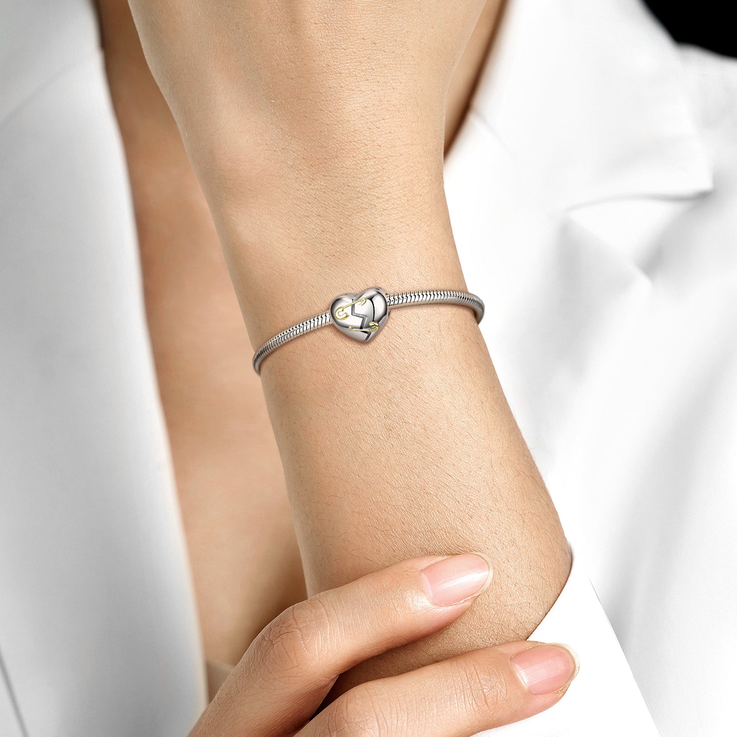 Pin Repaired Heart Original Personality Diy Beaded Bracelet Necklace 925 Sterling Silver