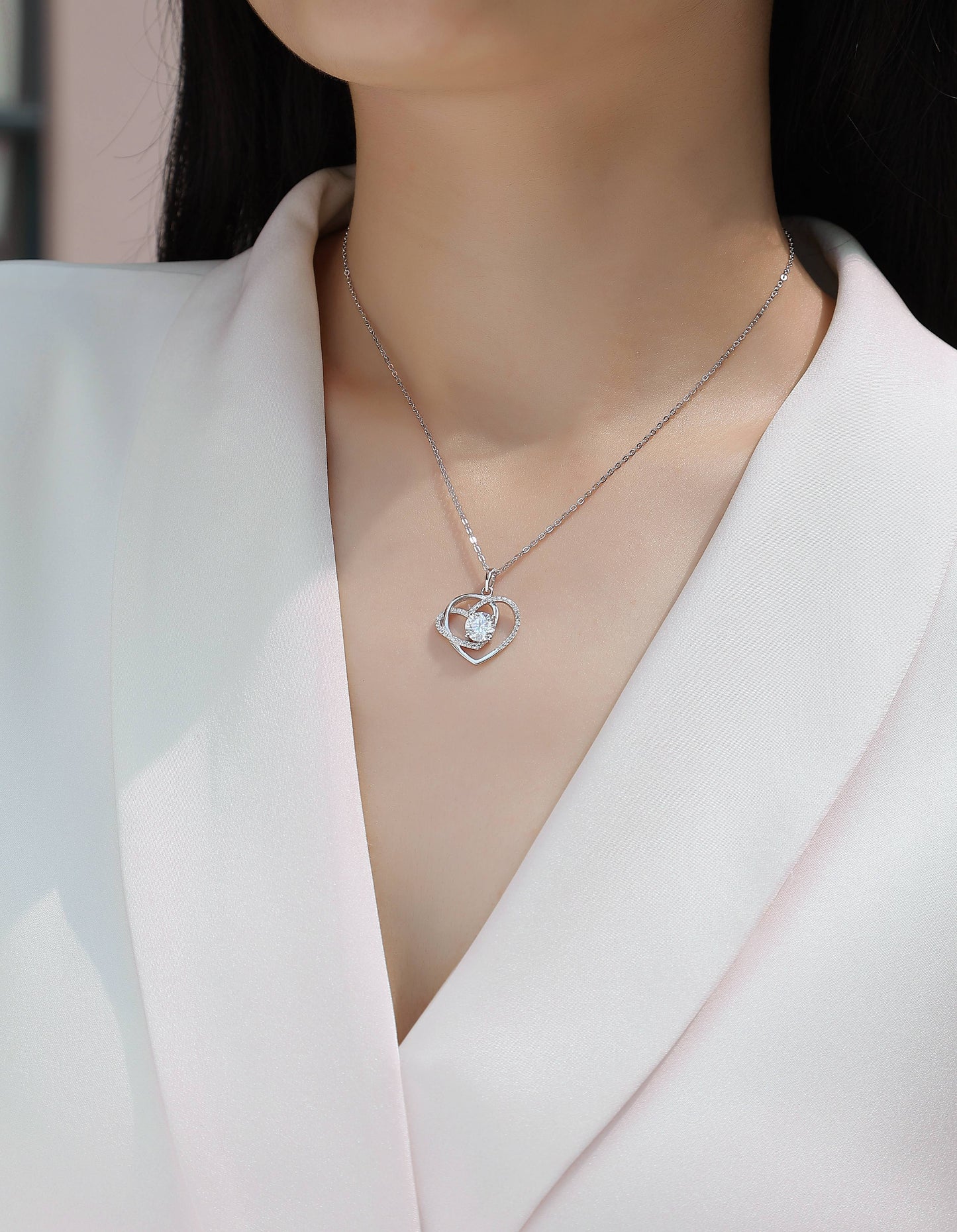Luxury Heart Moissanite Pendant Necklace – S925 Silver