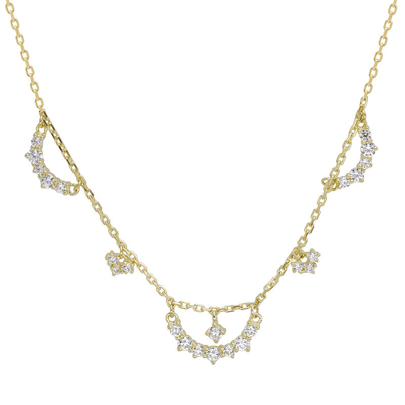 S925 Silver Plated 14k Gold Zircon Hollow Necklace