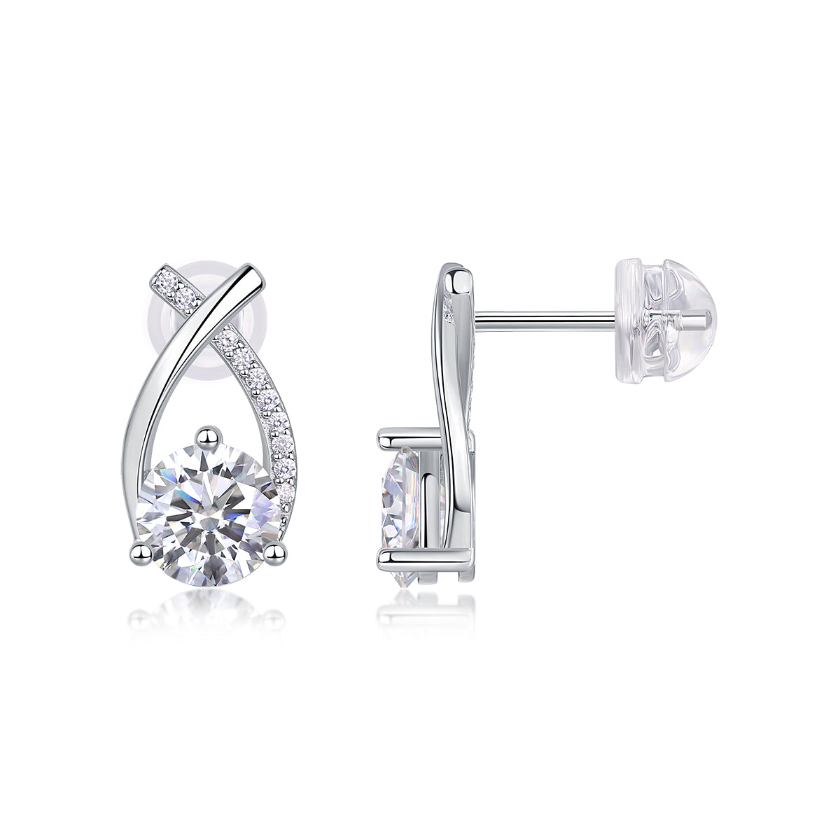 1ct Moissanite Stud Earrings (S925 Silver, Platinum Plated)