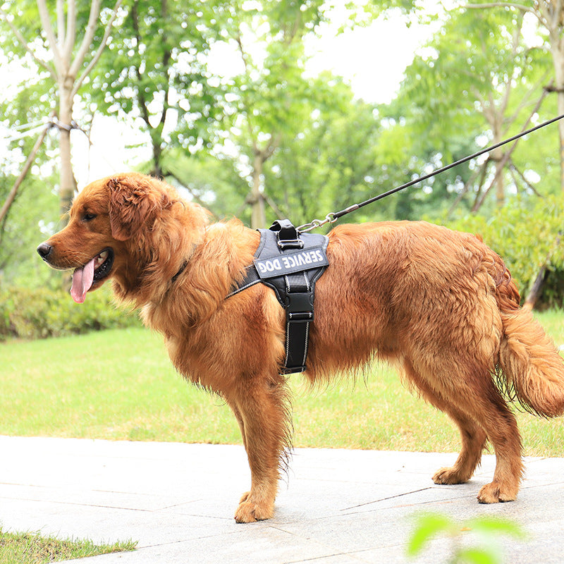 Reflective Service Dog Vest Harness – Breathable Padded Body Strap with Metal Buckle