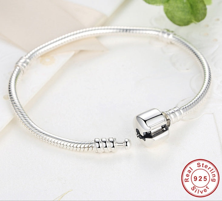 925 sterling silver classic accessories diy chain round snake bone bracelet