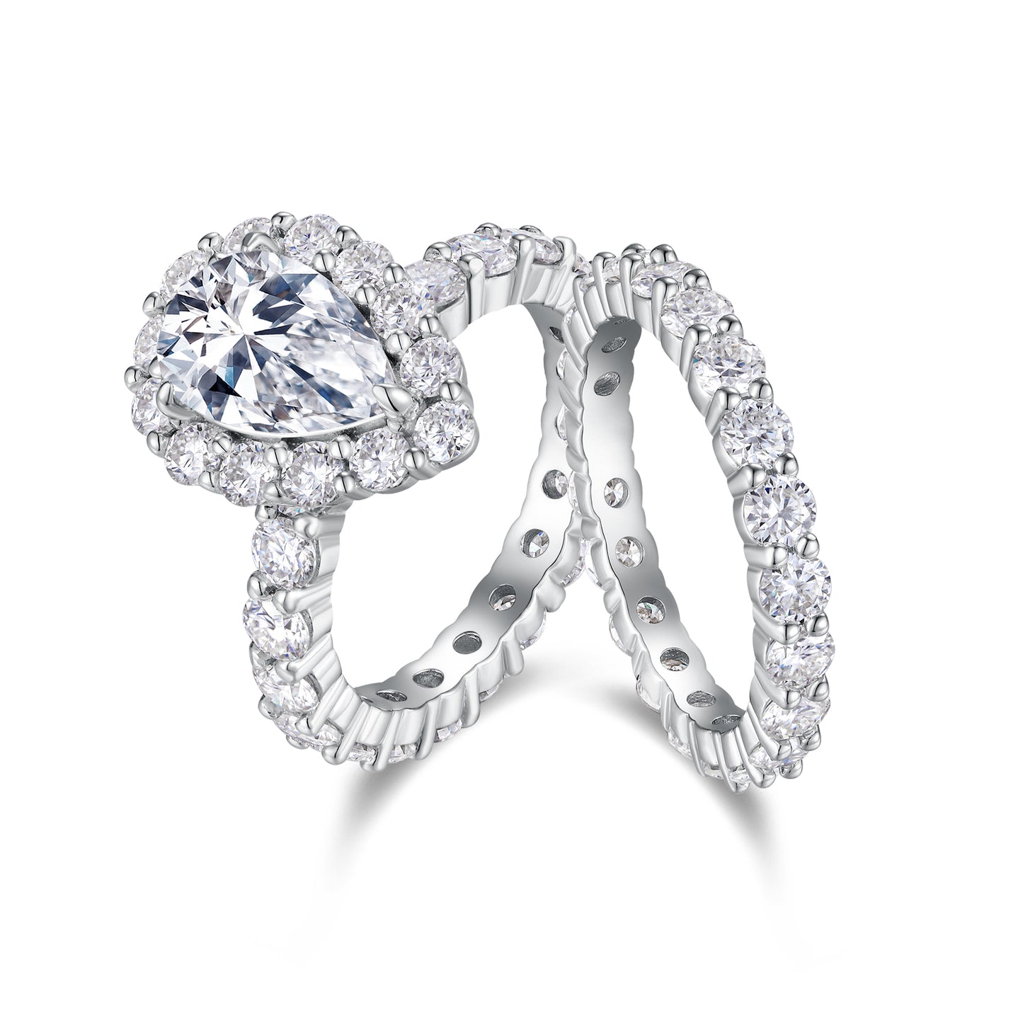 Luxury Pear Moissanite Love Ring – S925 Silver