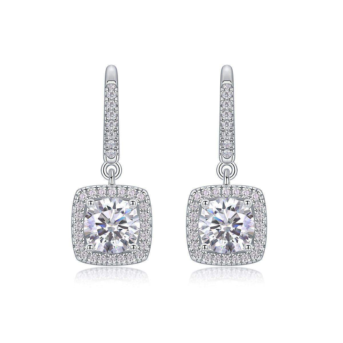 Moissanite Stud Earrings – S925 Silver, Platinum Plated