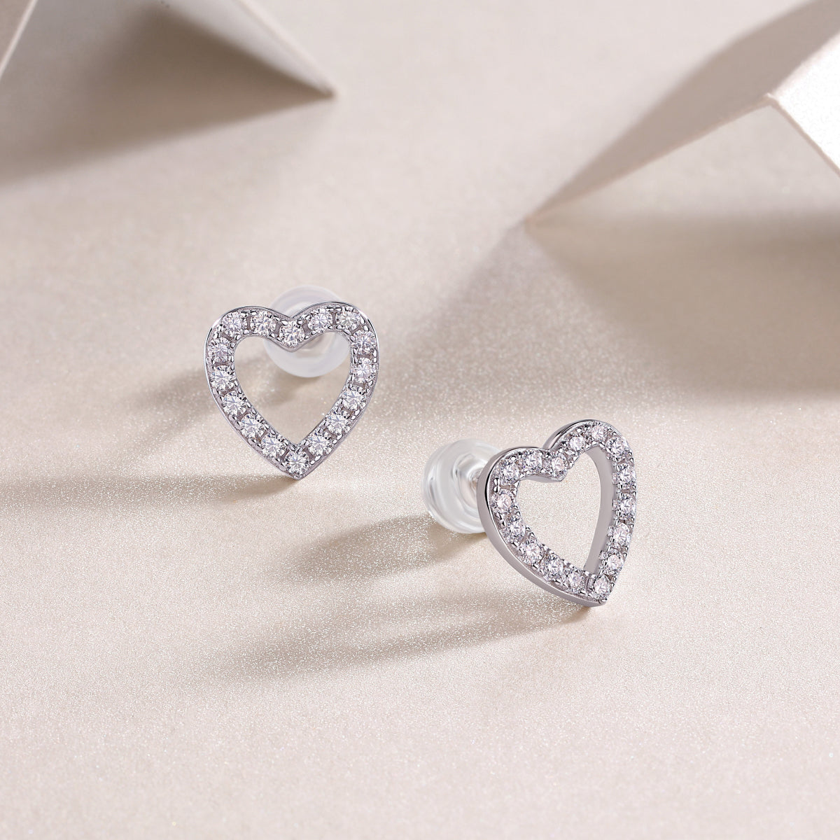 Luxury Heart Moissanite Stud Earrings – S925 Silver