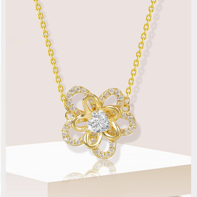 S925 Sterling Silver Sunflower Necklace for Women