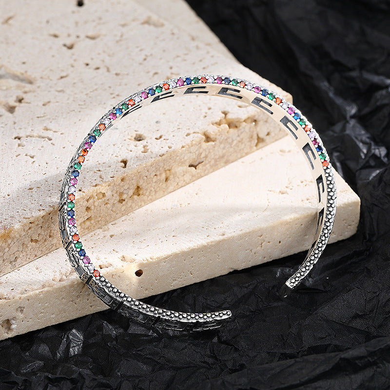 S925 Sterling Silver G-Shape Hollow Diamond Bracelet