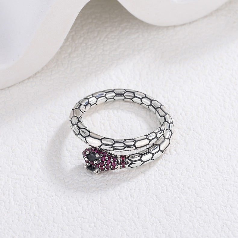Vintage Personality Snake Shaped Geometric Ring Exaggerated Style