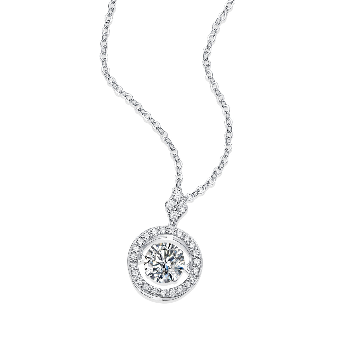 Moissanite Pendant Necklace (S925 Silver, Platinum Plated)