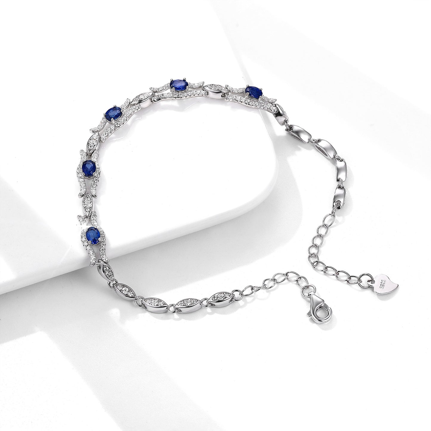 S925 Silver Natural Sapphire Bracelet for Women
