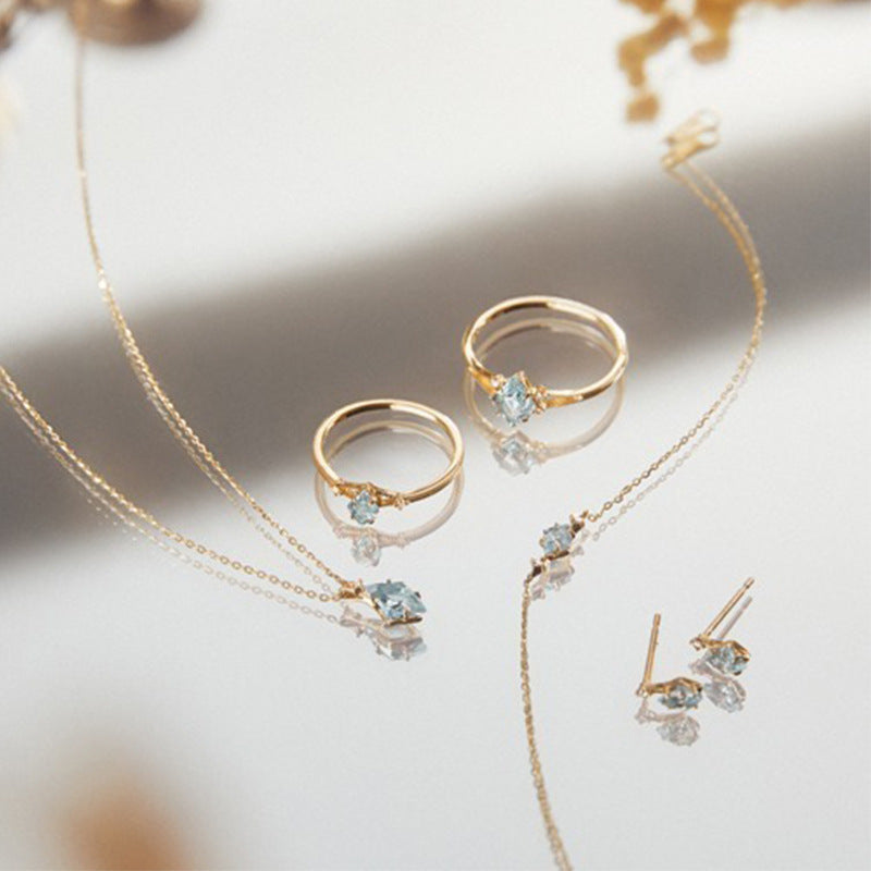 Women's Blue Topaz Diamond Earrings