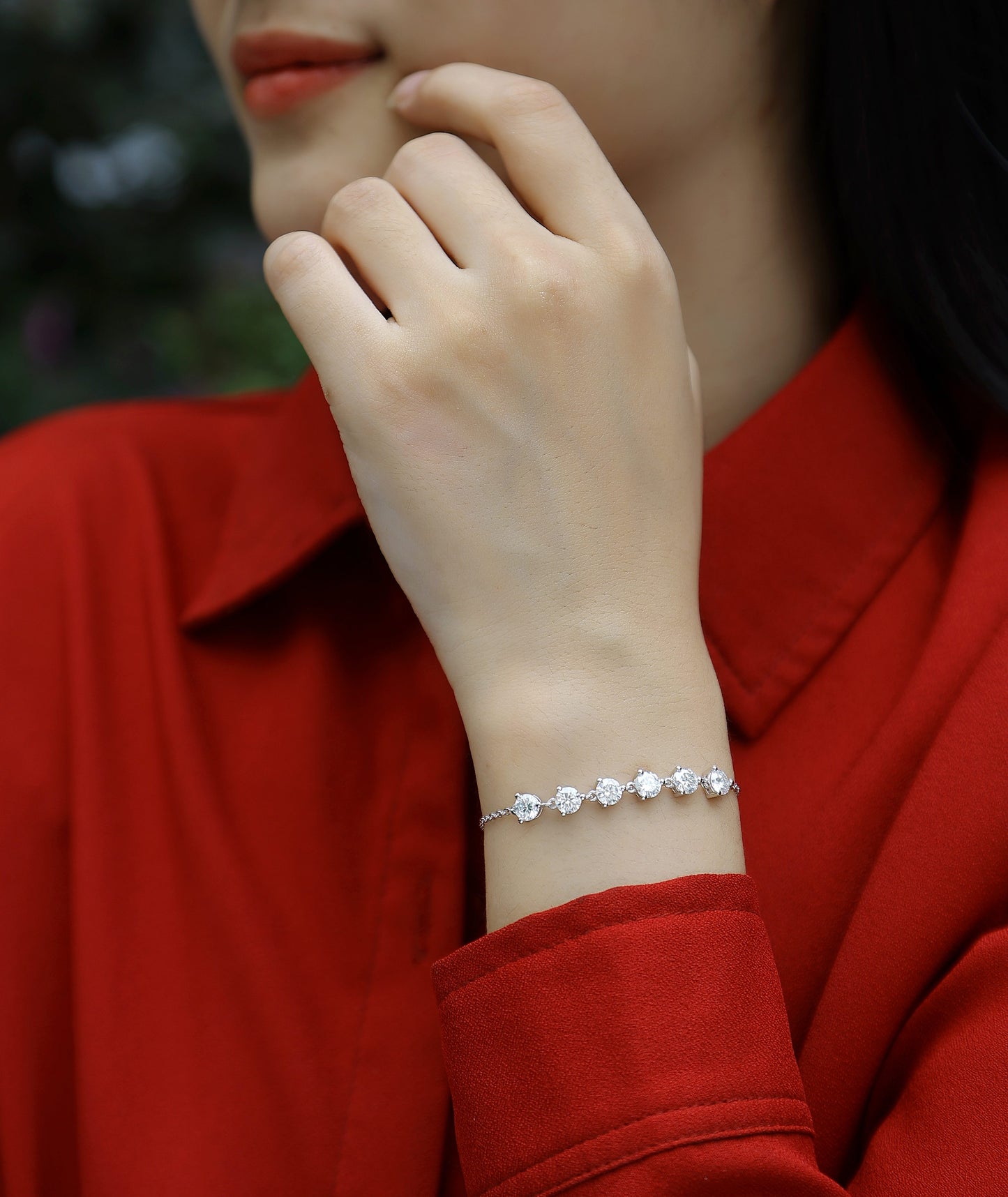 Moissanite Bracelet (S925 Silver, Platinum Plated)