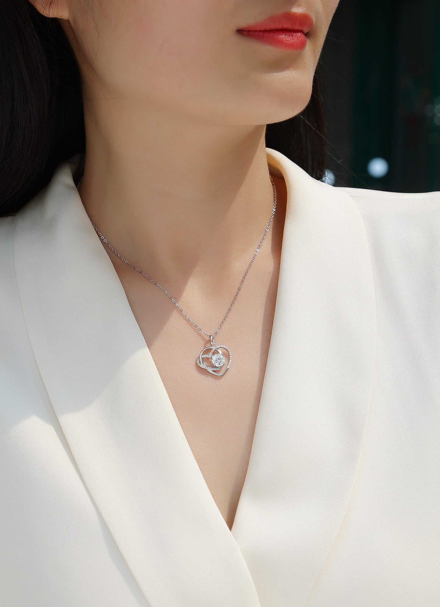 Luxury Heart Moissanite Pendant Necklace – S925 Silver