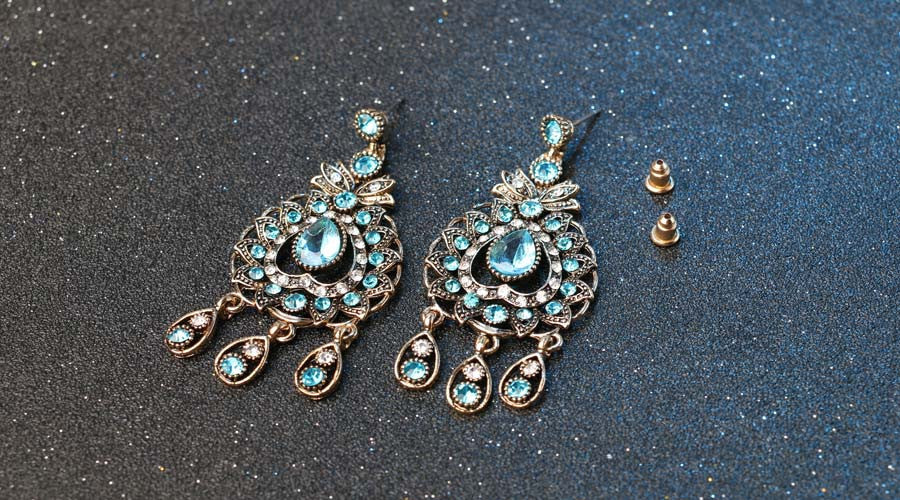 Vintage Indian Necklace & Earrings Jewelry Set