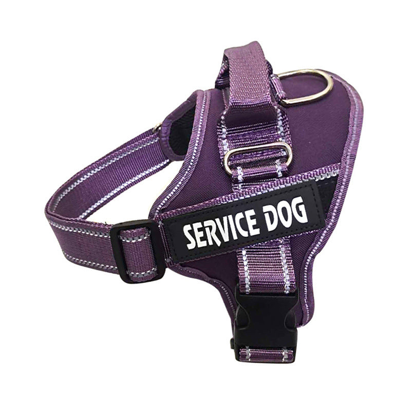 Reflective Service Dog Vest Harness – Breathable Padded Body Strap with Metal Buckle