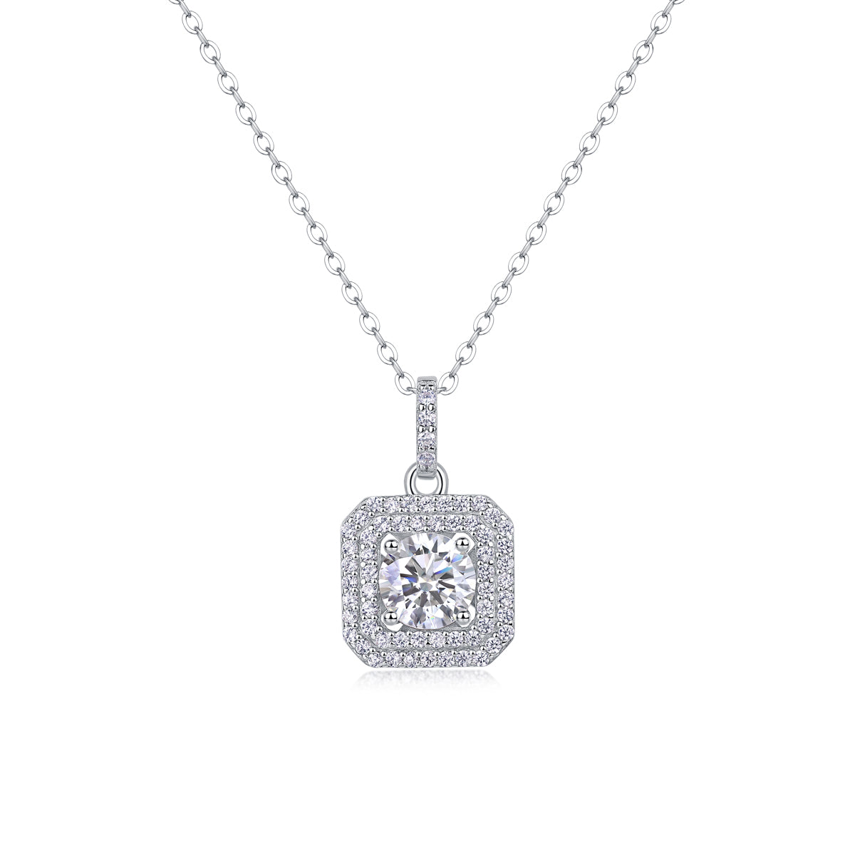 Sugar Diamond – Moissanite Pendant Necklace (S925 Silver, Platinum Plated)