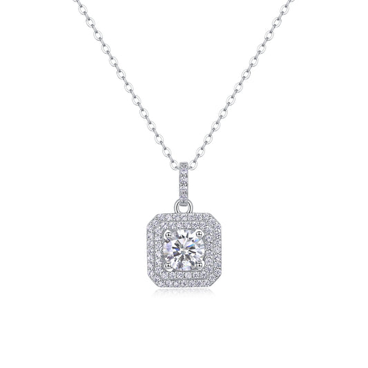 Sugar Diamond – Moissanite Pendant Necklace (S925 Silver, Platinum Plated)