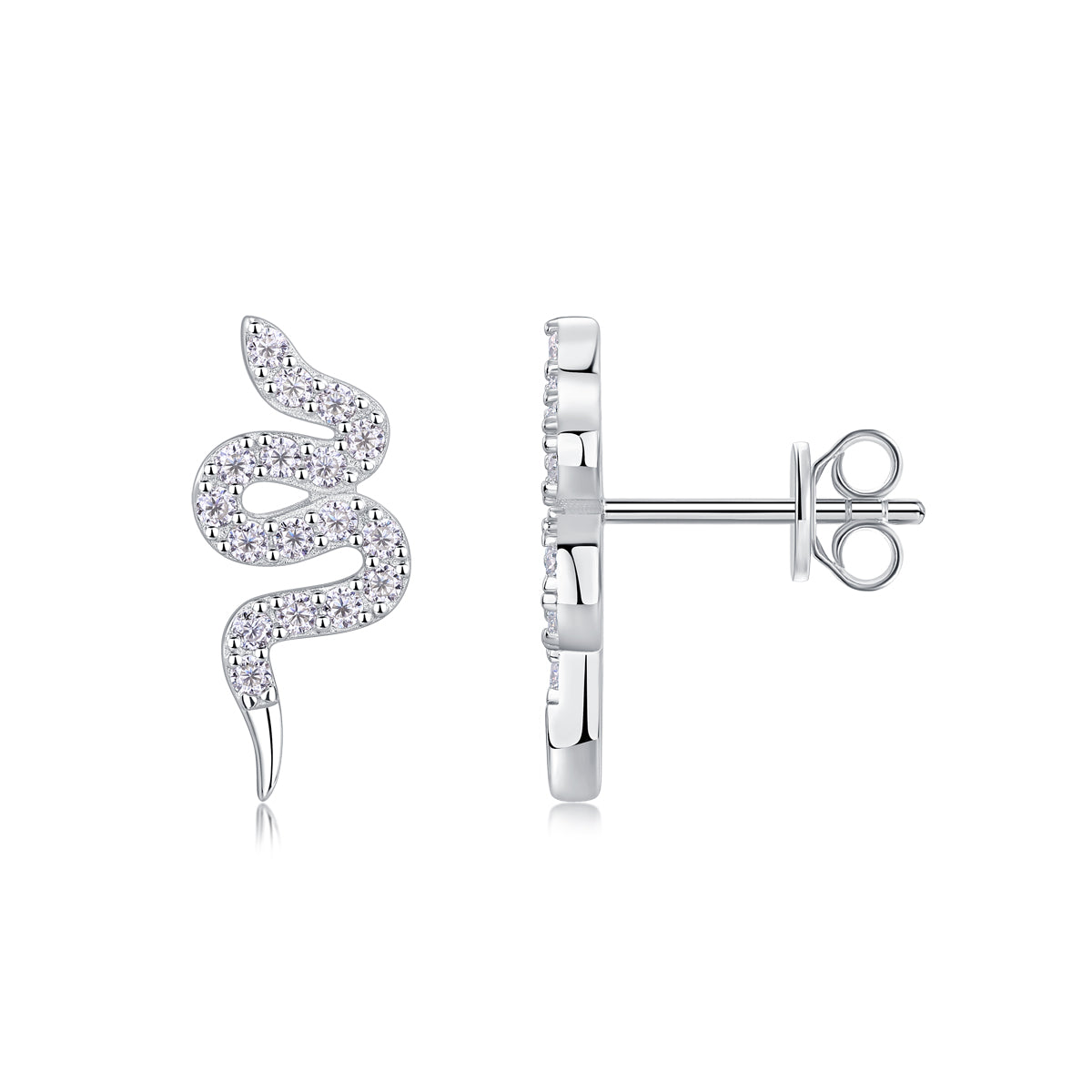Luxury Snake Moissanite Stud Earrings – S925 Silver