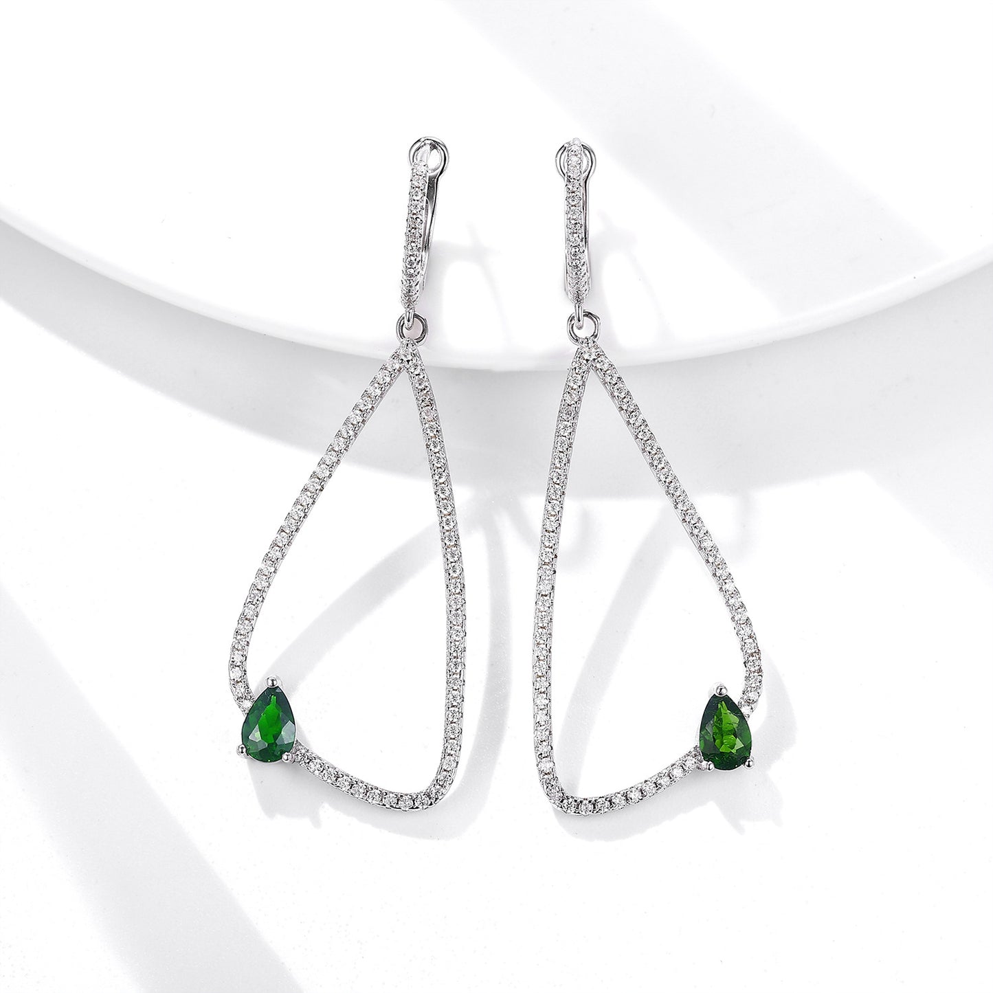 Fashion Earrings Women's Full Body S925 Silver Inlaid Natural Diopside