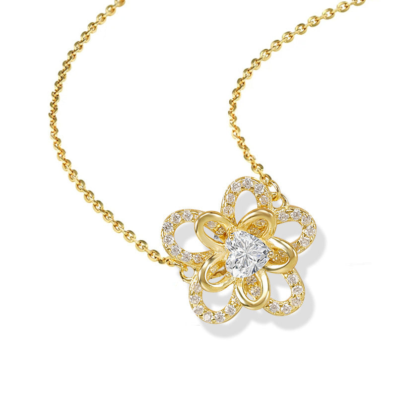 S925 Sterling Silver Sunflower Necklace for Women