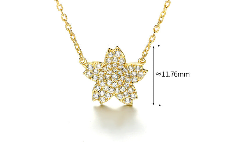 S925 Sterling Silver Diamond Flower Necklace for Women