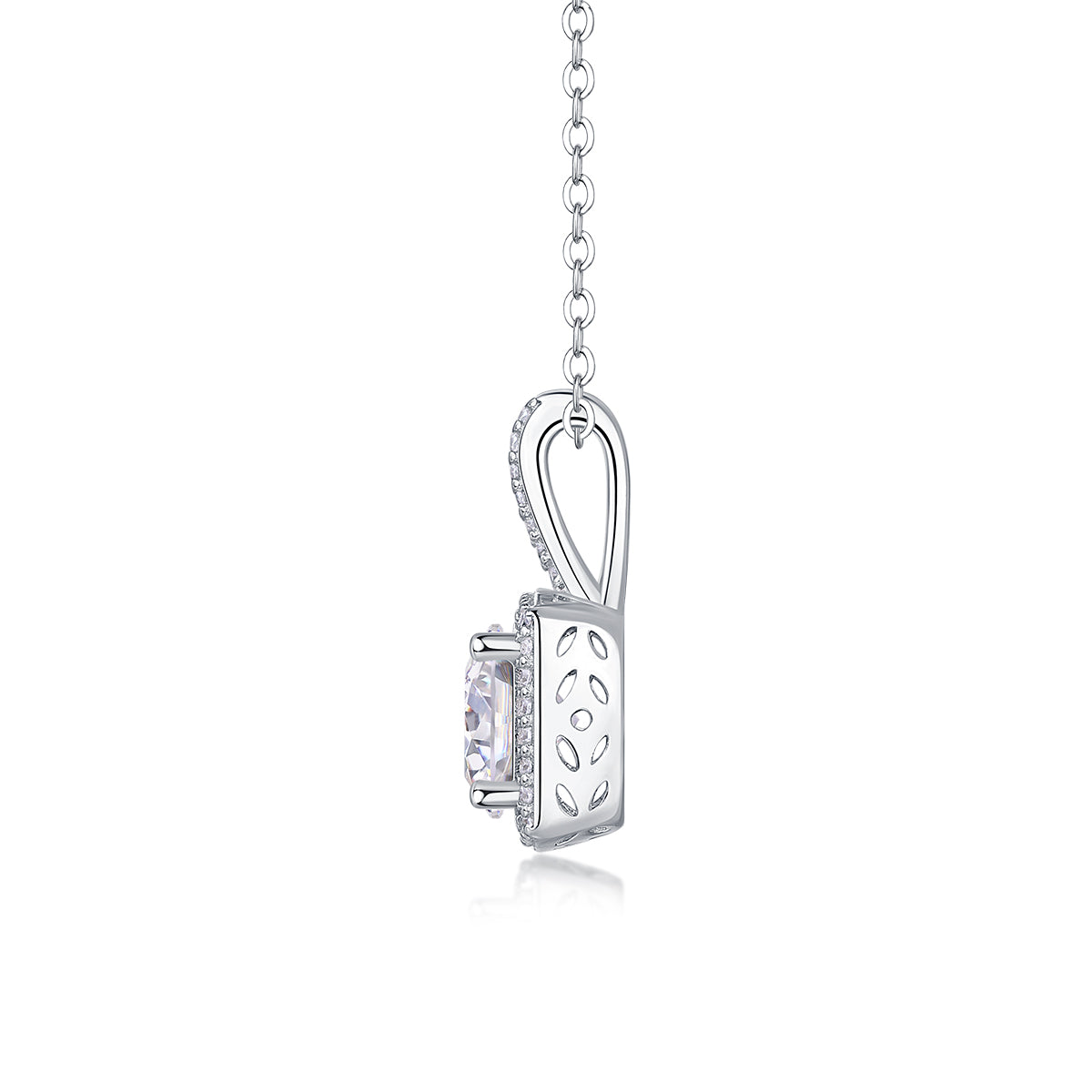 Small Square Diamond – Moissanite Pendant Necklace (S925 Silver, Platinum Plated)