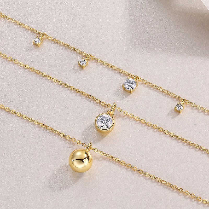 1ct Moissanite Pendant Necklace – S925 Silver, Gold Plated