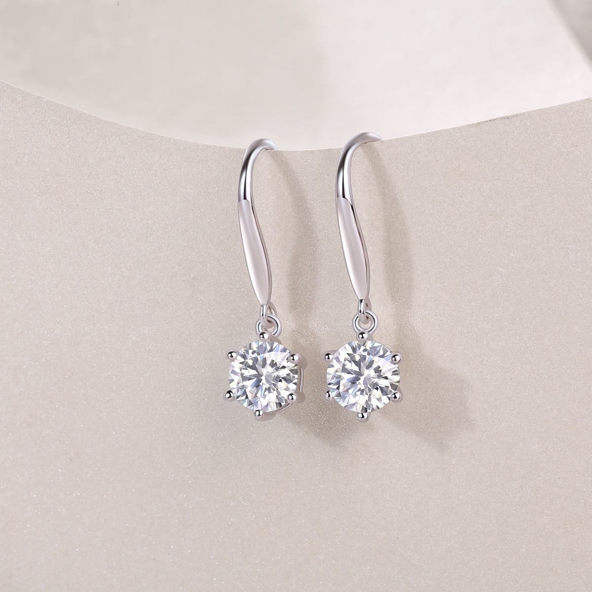 Moissanite Stud Earrings (S925 Silver, Platinum Plated)