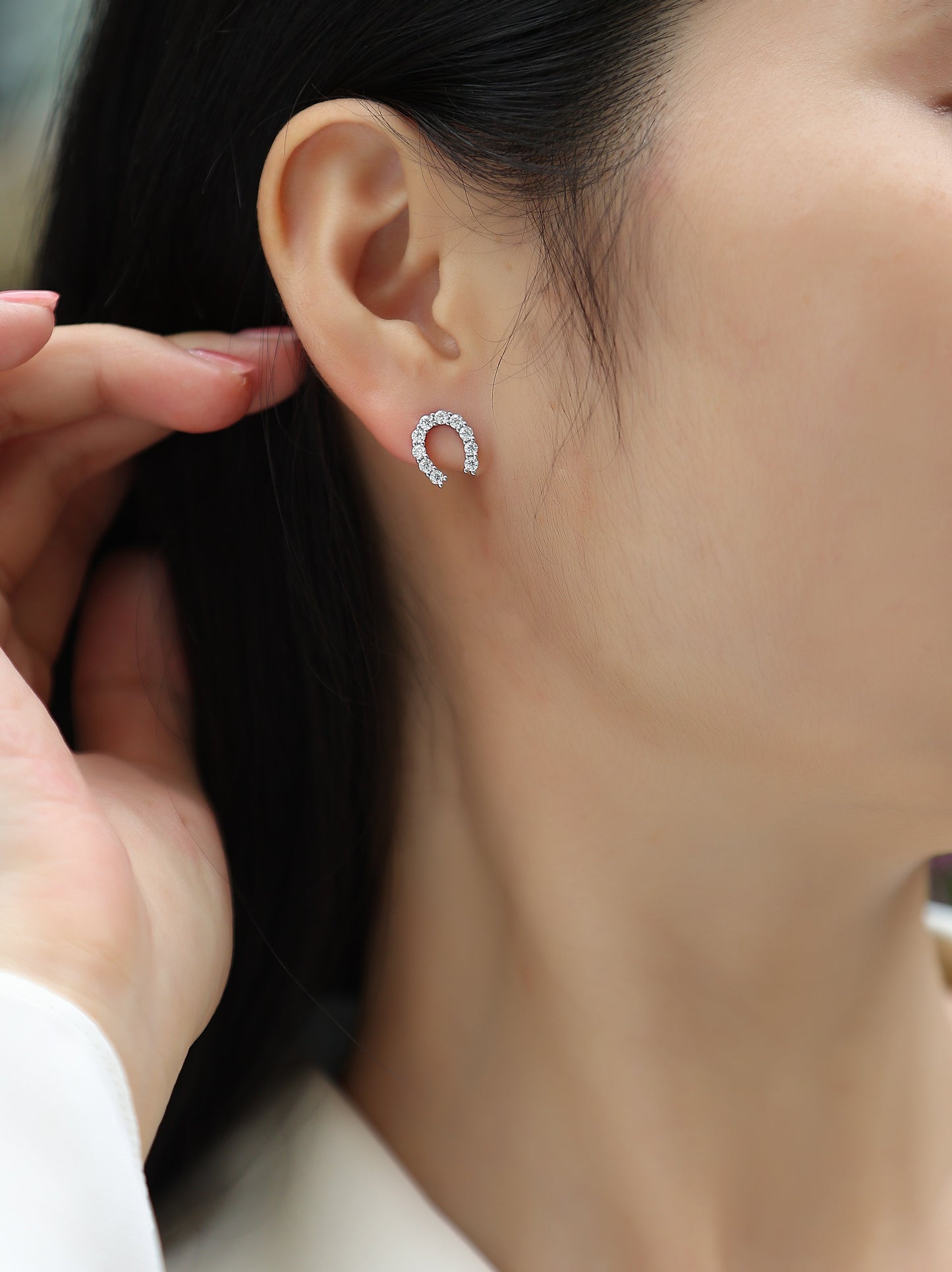 Moissanite Stud Earrings (S925 Silver, Platinum Plated)