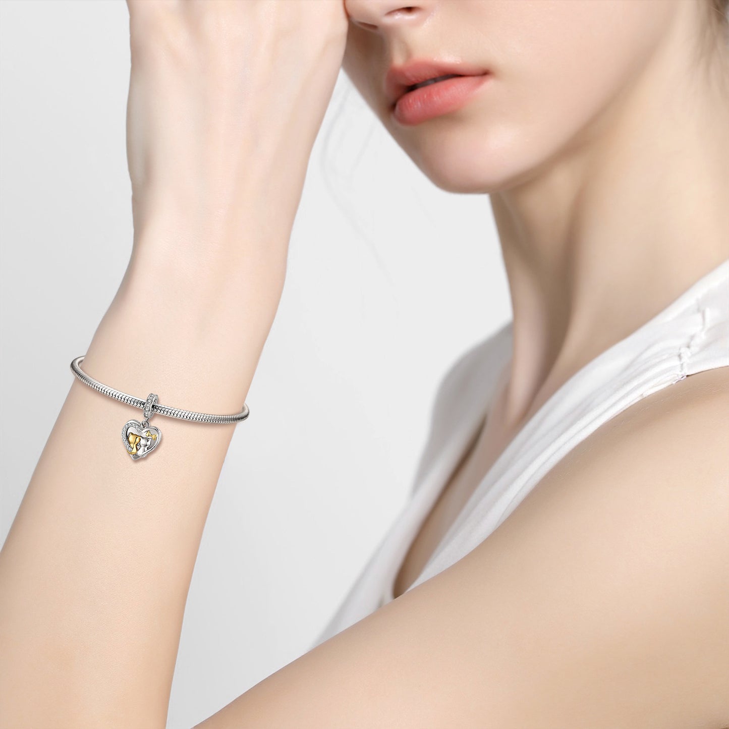 Cat Couple S925 Sterling Silver Valentine's Day Pendant Necklace Bracelet