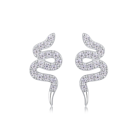 Luxury Snake Moissanite Stud Earrings – S925 Silver